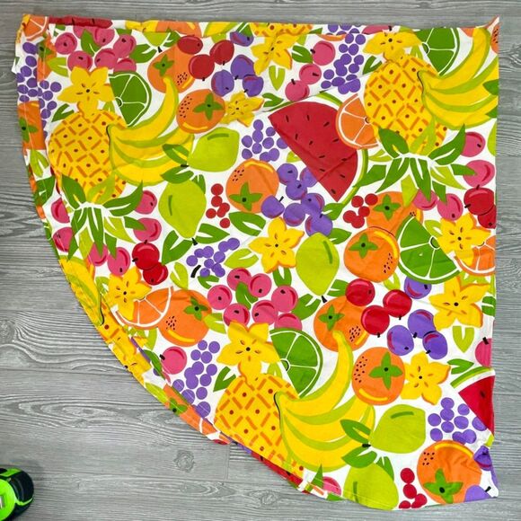 Summer Fruit Round Table Cloth Bright Colorful Watermelon Lime Oranges 70"-Flaws - Picture 2 of 9
